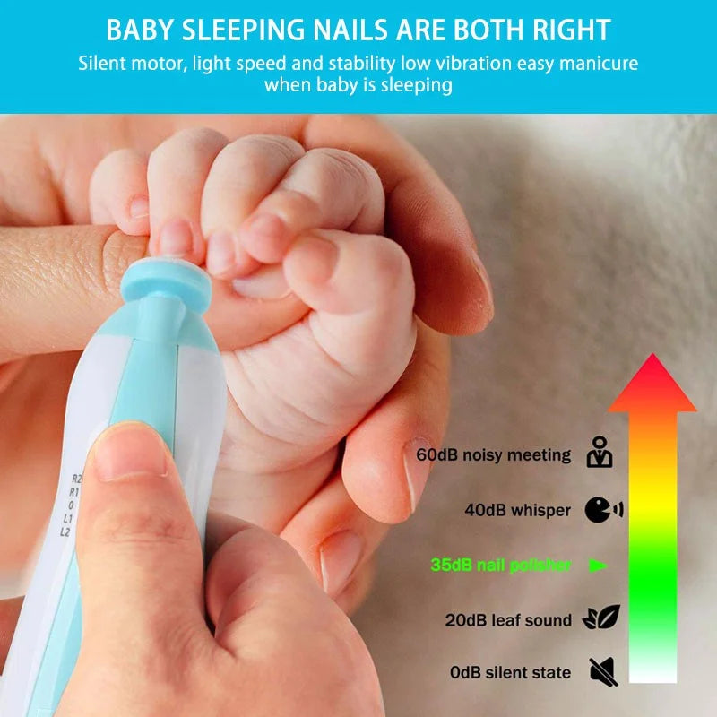 MAMIJOY  Electric baby Nail clipper LED Light Baby Nail Trimmer Baby Care Set 4-speed speed Adjustment With Low Noise