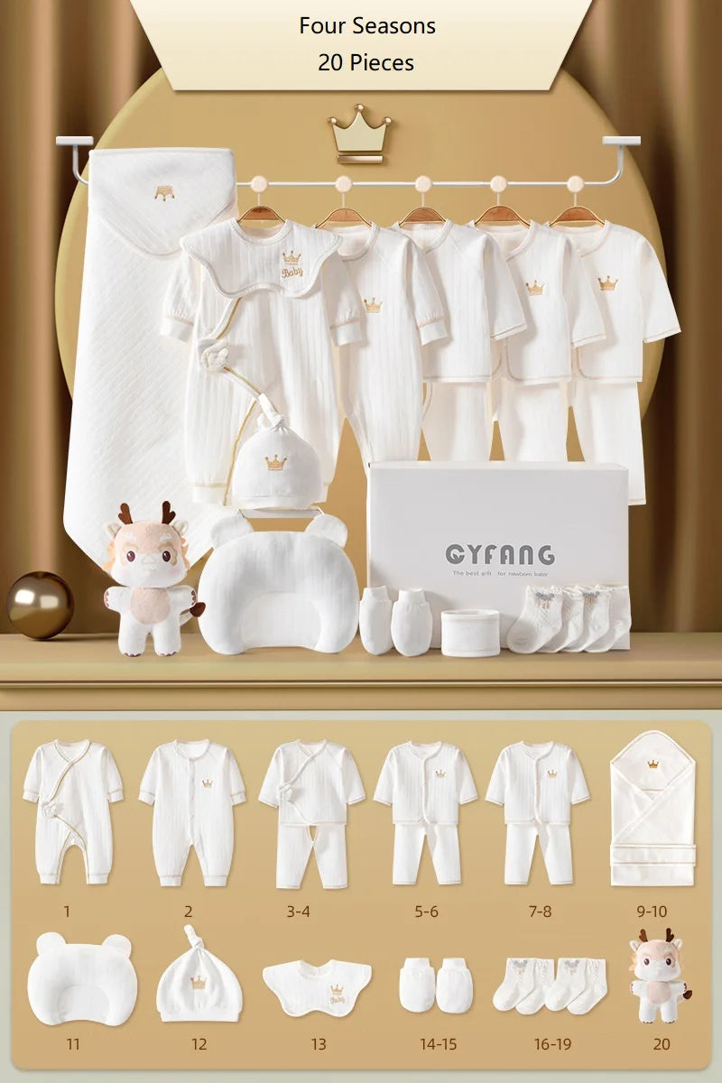 15/20 Pieces Newborn Baby Boys Clothes Sets 100% Cotton Toddler Girls Costume Outfits Infant Baby Gift Sets For a 0-6 Months