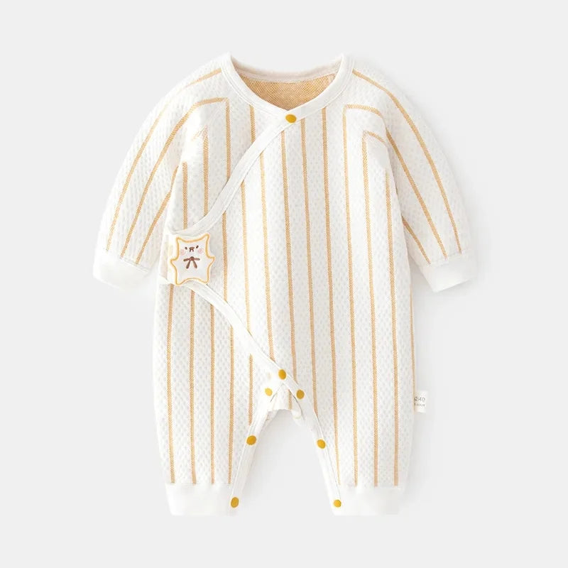 Thickened Cotton Baby Romper Warm Air Layered Monastic Style Infant Clothes Footed Crawling Suit Chinese Brand Newborn Outfit