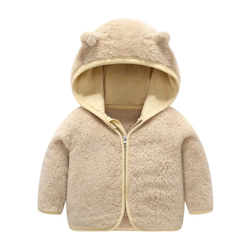 Baby Girls Jackets Boys Coral Fleece Hooded Outerwear Snowsuit Autumn Toddler Kids Warm Cotton Coats 1-6 Years Children Jacket