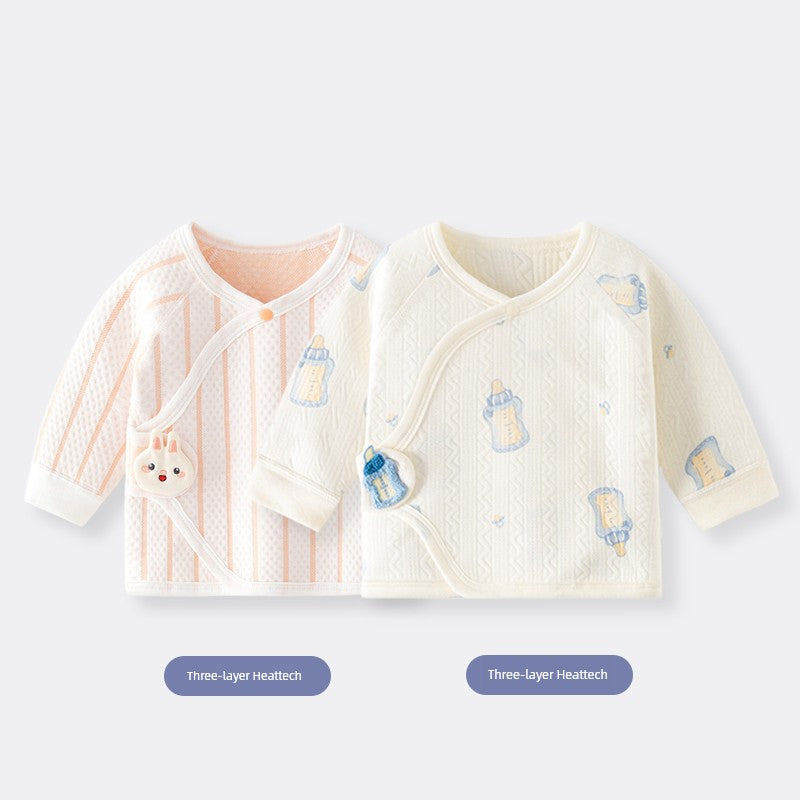 2 Pieces Newborn Pure Cotton Boneless Gown Winter Coat