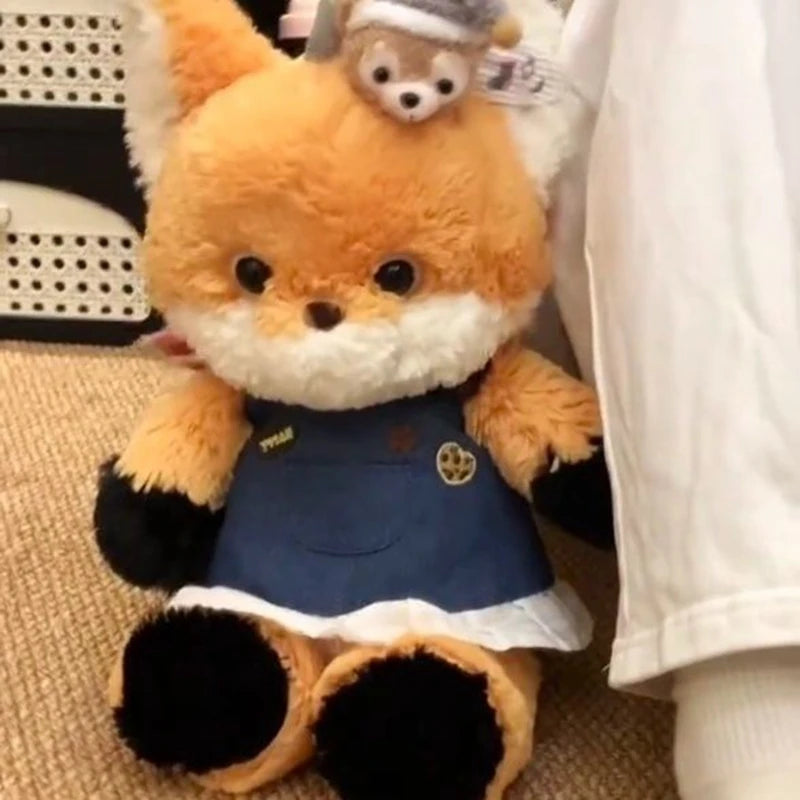 50cm Cute Running Fox Plush Toy Dressing Up and Changing Outfits Husky Cowboy Wolf Animal Doll as a Festival and Birthday Gift
