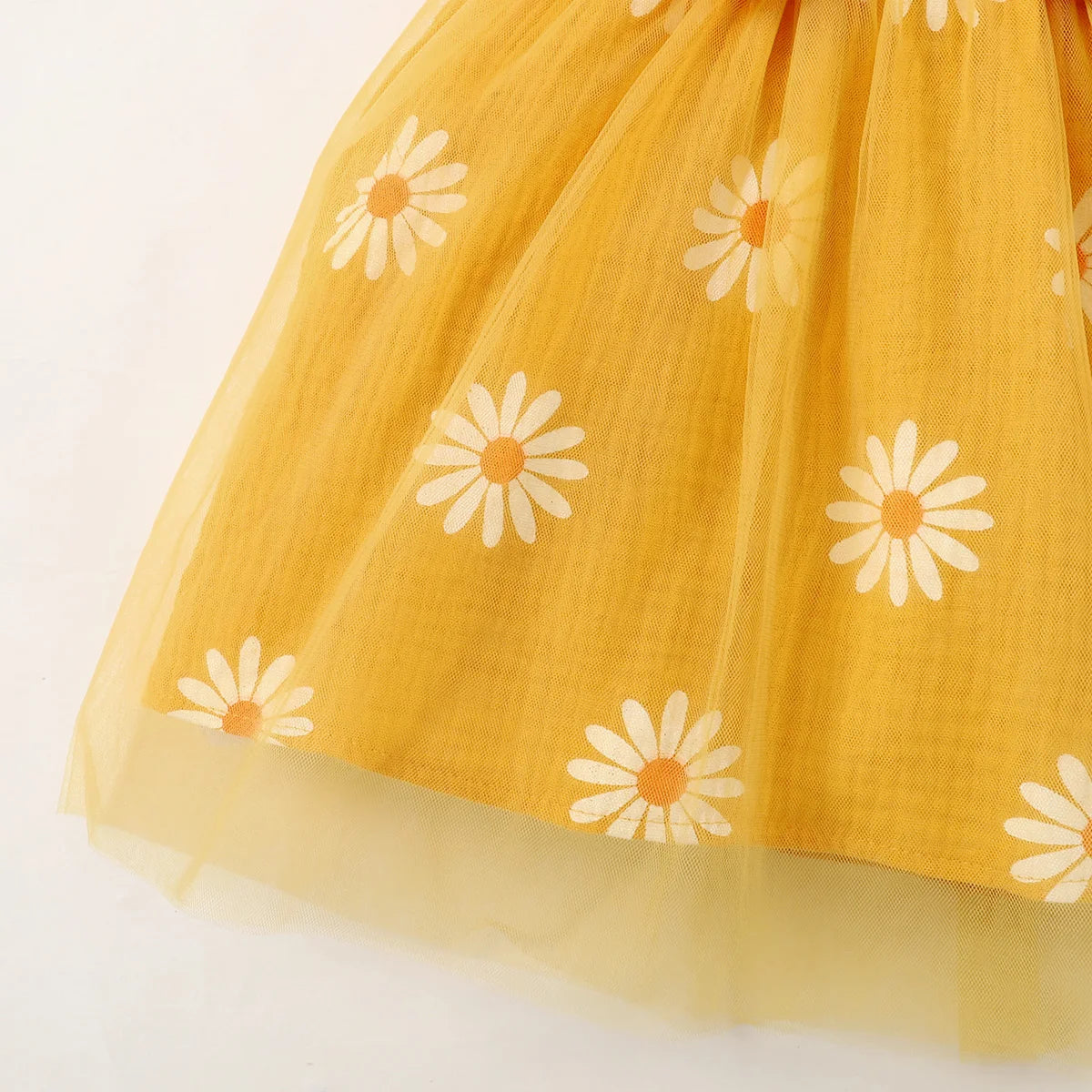 Toddler Girl's Summer Dress Small Daisy Sleeveless Tulle Holiday Party Princess DressSuitable for Cute Girls Aged 1-5 Years