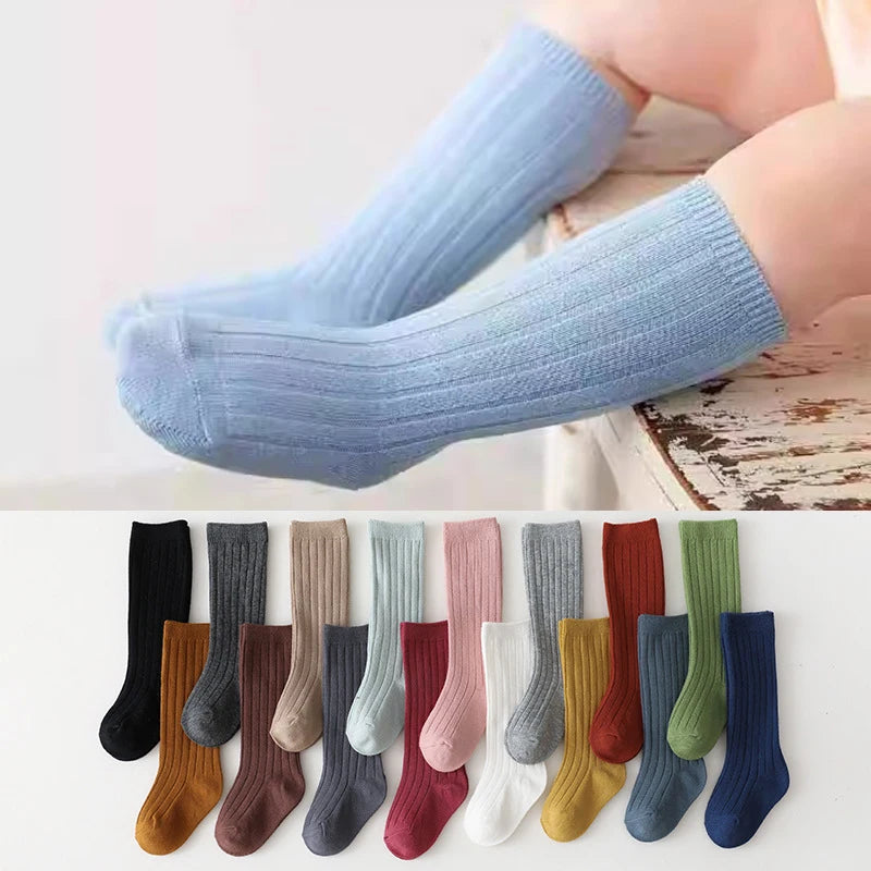 New Children's Sock Stripe Boys And Girls Knee High Socks Cotton Breathable Baby Long Tube Socken Kids School Uniform Socks 0-7Y