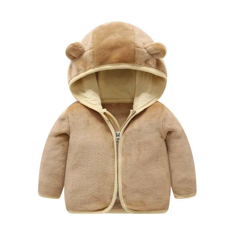 Baby Girls Jackets Boys Coral Fleece Hooded Outerwear Snowsuit Autumn Toddler Kids Warm Cotton Coats 1-6 Years Children Jacket