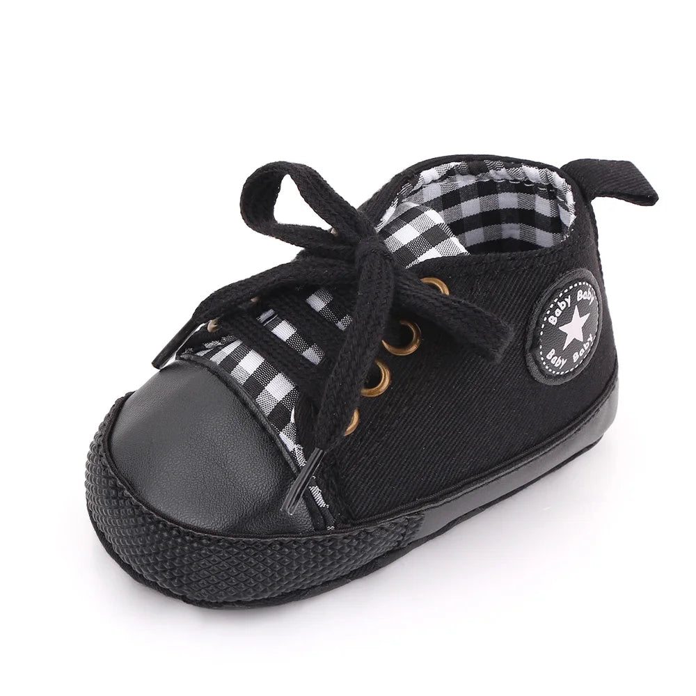 Spring New Baby Shoes Boy and Girl Classic Canvas Casual Sneakers Soft Sole Non-Slip Walking Newborn Toddler Shoes First Walkers