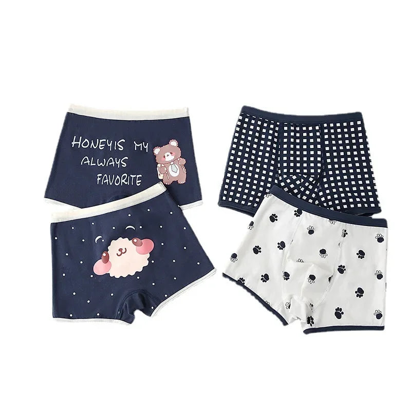 HoneyCherry Boys' Underwear, Pure Cotton Boxer, Boy Cartoon Boxer Briefs Teen Panties Baby Boy Panty Short Kids Underwear Boys