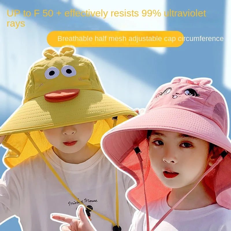 Children's Sunscreen Hat Baby Sun Hat Beach Hat UV Protection Summer Thin Breathable Large Brim Fisherman Hat