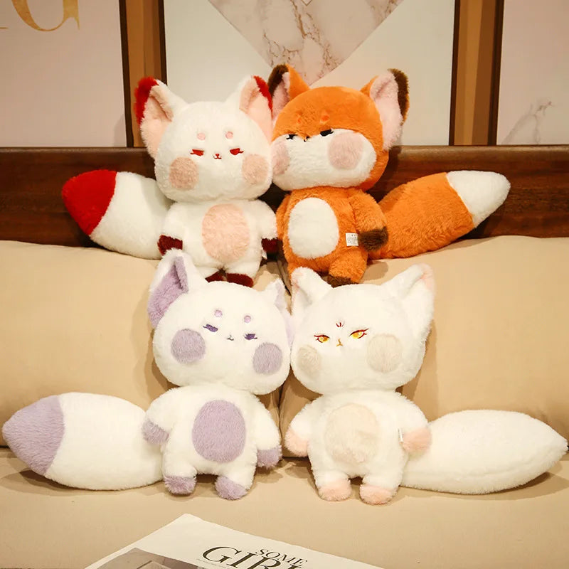 Cute Soft Orange White Big Tailed Fox Plush Toy Stuffed Animals Kawaii Fluffy Dudu Cat Fox Dolls Pillow Creative Gifts For Girl