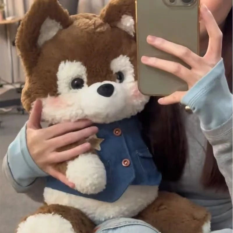 50cm Cute Running Fox Plush Toy Dressing Up and Changing Outfits Husky Cowboy Wolf Animal Doll as a Festival and Birthday Gift