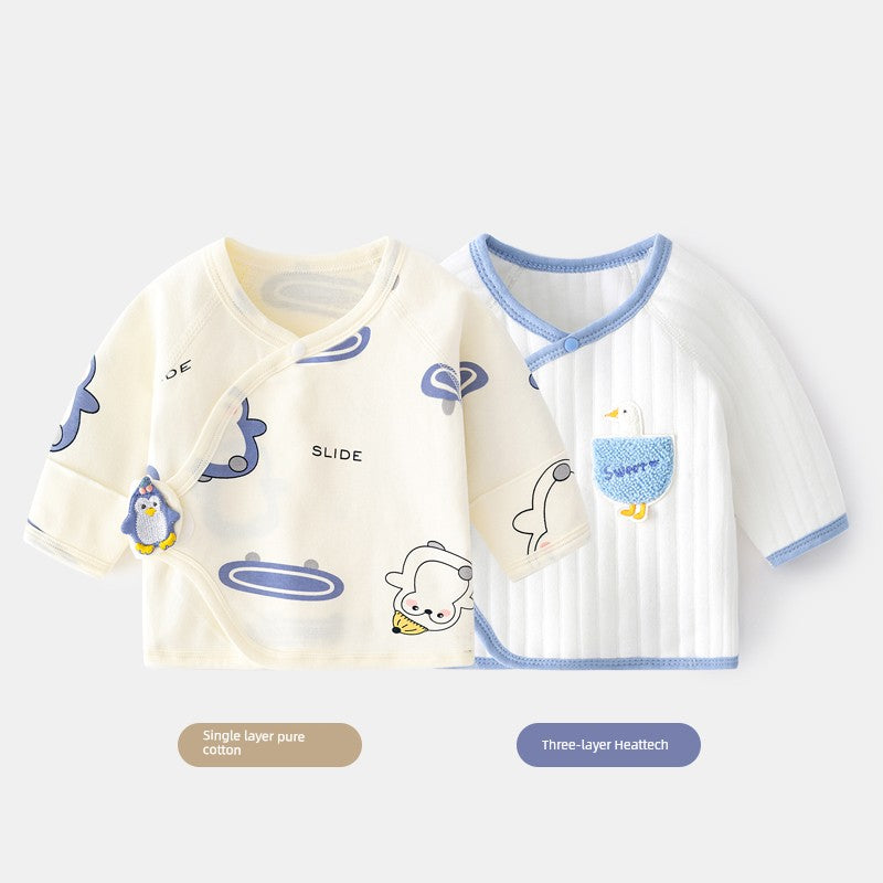 2 Pieces Newborn Pure Cotton Boneless Gown Winter Coat