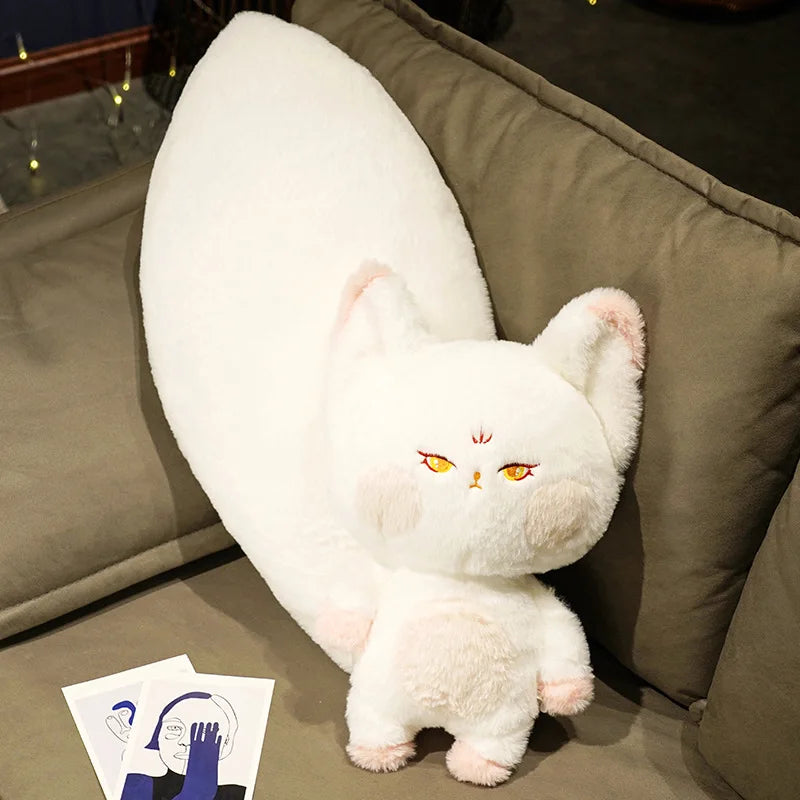 Cute Soft Orange White Big Tailed Fox Plush Toy Stuffed Animals Kawaii Fluffy Dudu Cat Fox Dolls Pillow Creative Gifts For Girl