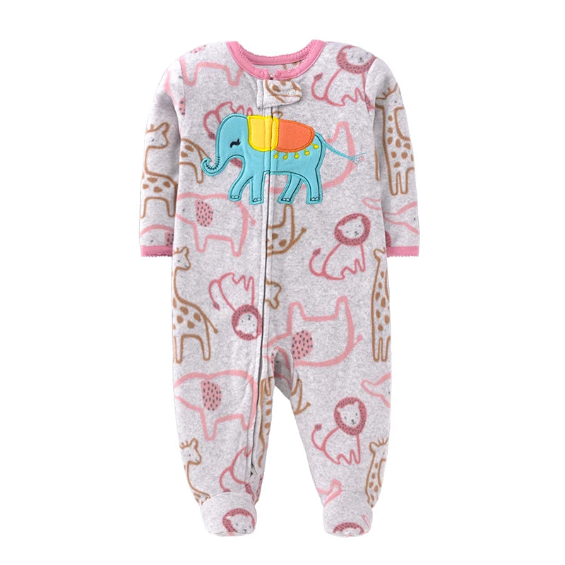 Spring Baby Girl Rompers Clothes Zipper Fleece Winter Warm Pajamas Newborn Infants Outfit Animal Jumpsuit Clothing 0 -12 M