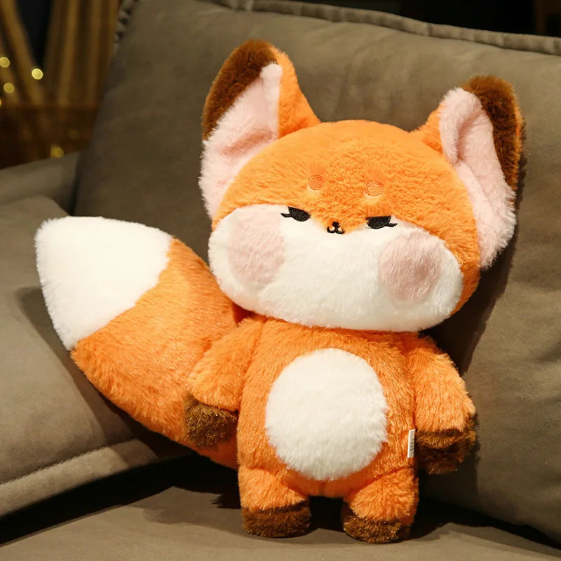 Cute Soft Orange White Big Tailed Fox Plush Toy Stuffed Animals Kawaii Fluffy Dudu Cat Fox Dolls Pillow Creative Gifts For Girl