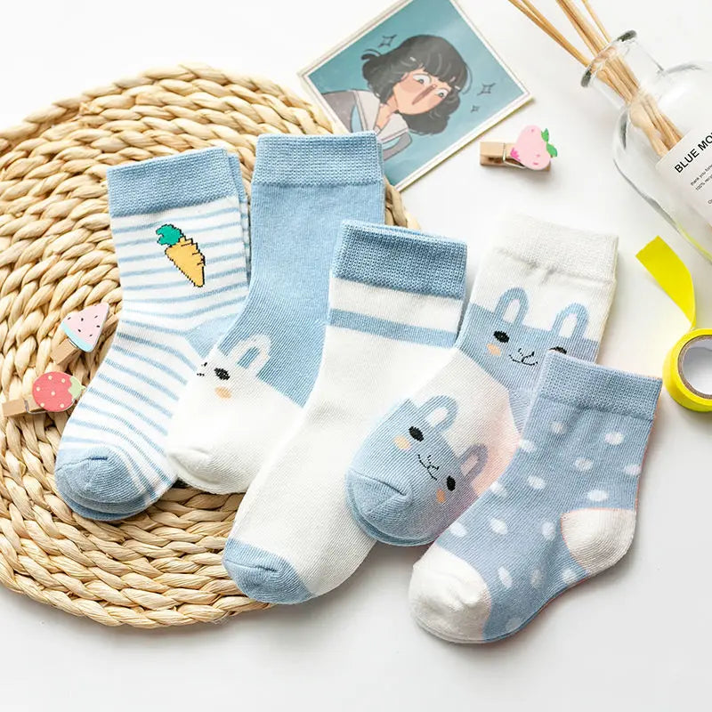 5Pairs Baby Socks Cotton Spring Autumn Cartoon Animal Children's Sock Girls Cute Newborn Boy Toddler Kids Socks 0-6 Years