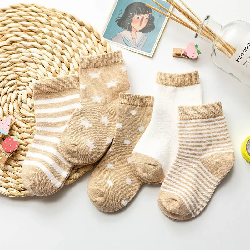 5Pairs Baby Socks Cotton Spring Autumn Cartoon Animal Children's Sock Girls Cute Newborn Boy Toddler Kids Socks 0-6 Years