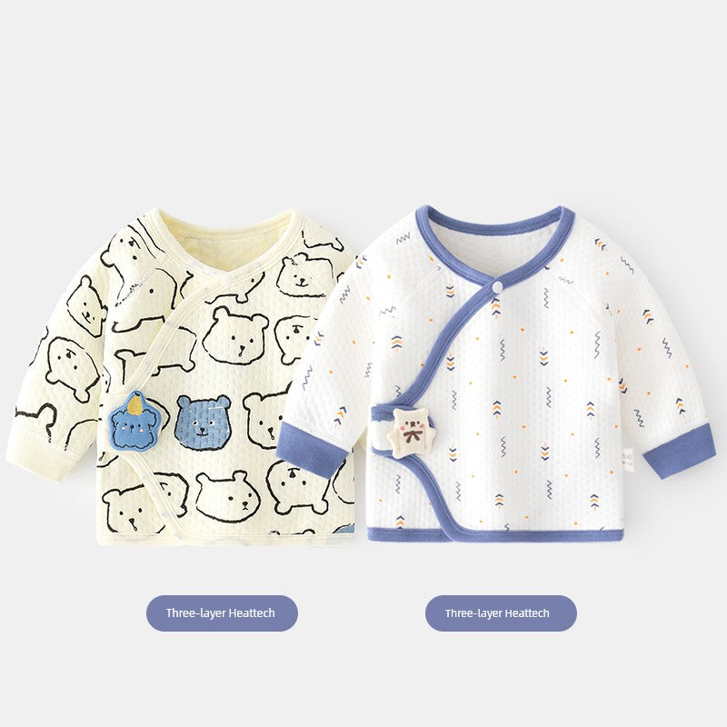 2 Pieces Newborn Pure Cotton Boneless Gown Winter Coat