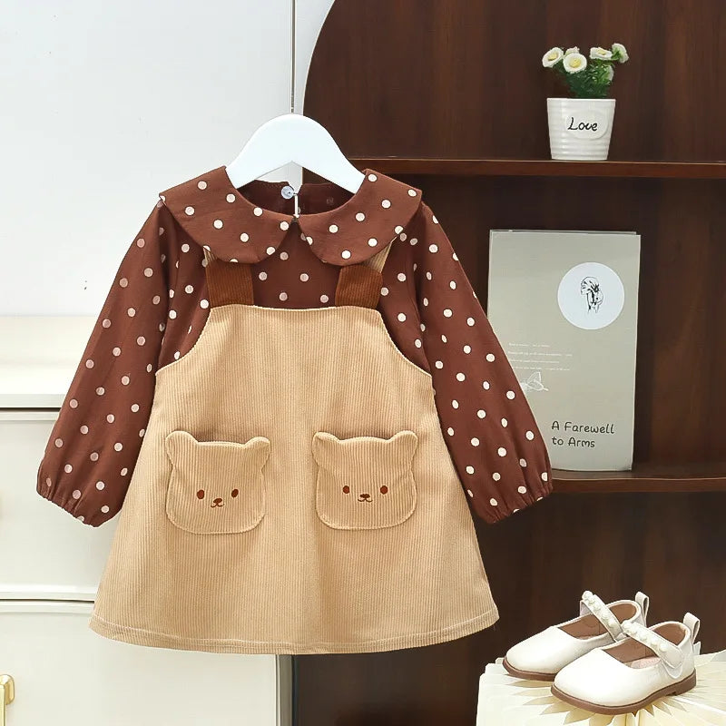 Girls Autumn Dress New Style Baby Girl Dress Stylish Children's Princess Dress Bear Baby Clothes
