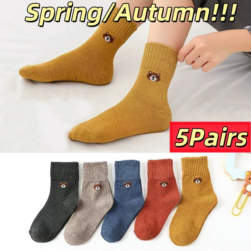 5 Pairs Warm Plush Kids Socks Autumn And Winter Plush Thicken Toddler Boys Girls Cotton Socks 1 to 12 Years Children Socks