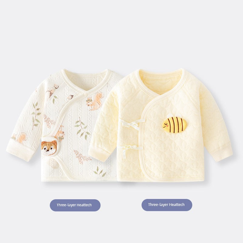 2 Pieces Newborn Pure Cotton Boneless Gown Winter Coat