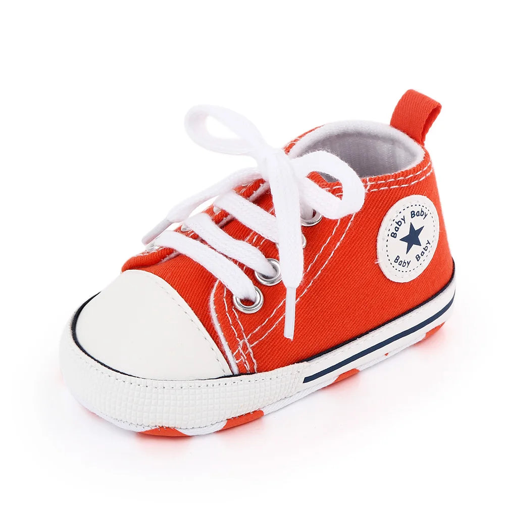 Spring New Baby Shoes Boy and Girl Classic Canvas Casual Sneakers Soft Sole Non-Slip Walking Newborn Toddler Shoes First Walkers