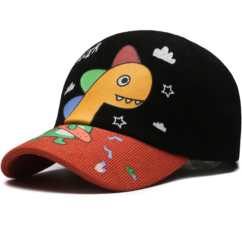 Four Seasons Little Dinosaurs, Children's Hats, Children's Baseball Caps, Cute Cartoon Color-Blocked Caps, Outing Sun Hats