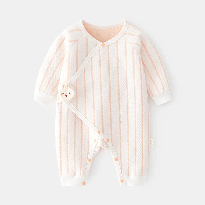 Thickened Cotton Baby Romper Warm Air Layered Monastic Style Infant Clothes Footed Crawling Suit Chinese Brand Newborn Outfit
