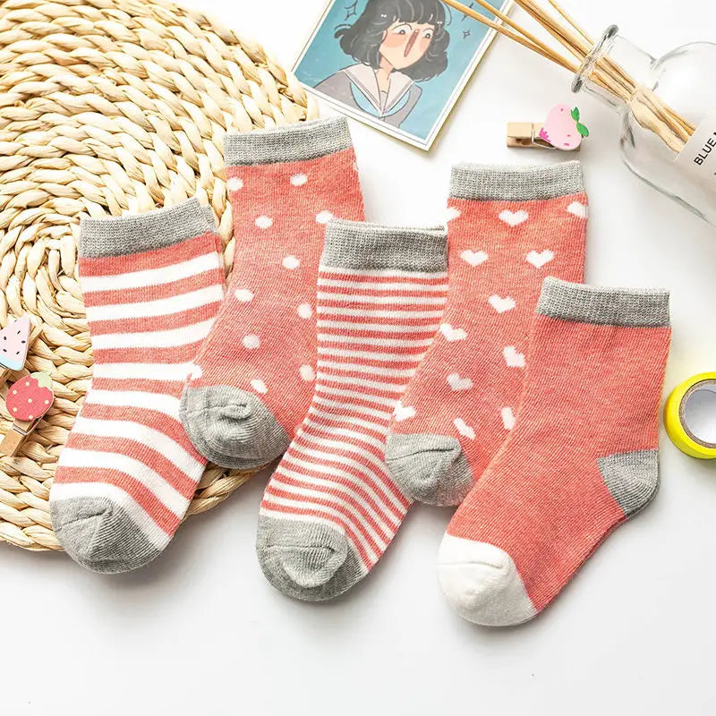 5Pairs Baby Socks Cotton Spring Autumn Cartoon Animal Children's Sock Girls Cute Newborn Boy Toddler Kids Socks 0-6 Years