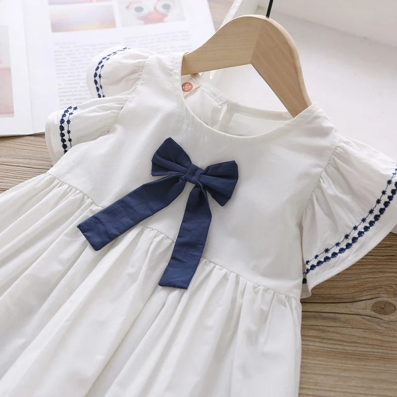 Summer Baby Girl Princess Dress Casual Fashion Baby Girl Flying Sleeve Bow-knot Princess Dress Kids Clothing For 1-6 Years Old
