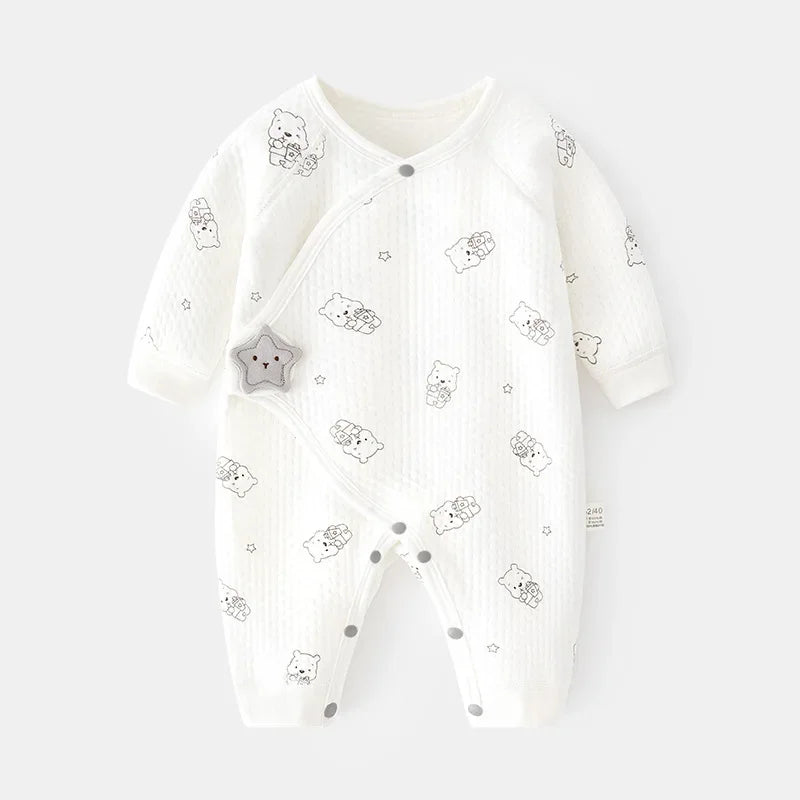 Thickened Cotton Baby Romper Warm Air Layered Monastic Style Infant Clothes Footed Crawling Suit Chinese Brand Newborn Outfit