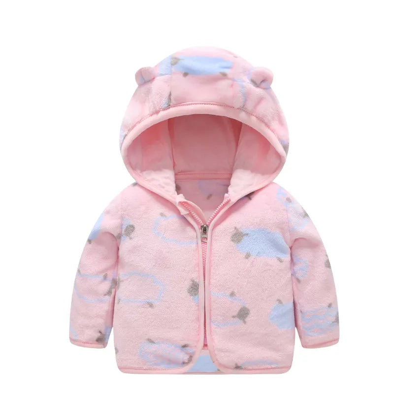 Baby Girls Jackets Boys Coral Fleece Hooded Outerwear Snowsuit Autumn Toddler Kids Warm Cotton Coats 1-6 Years Children Jacket