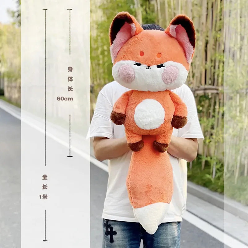 Cute Soft Orange White Big Tailed Fox Plush Toy Stuffed Animals Kawaii Fluffy Dudu Cat Fox Dolls Pillow Creative Gifts For Girl