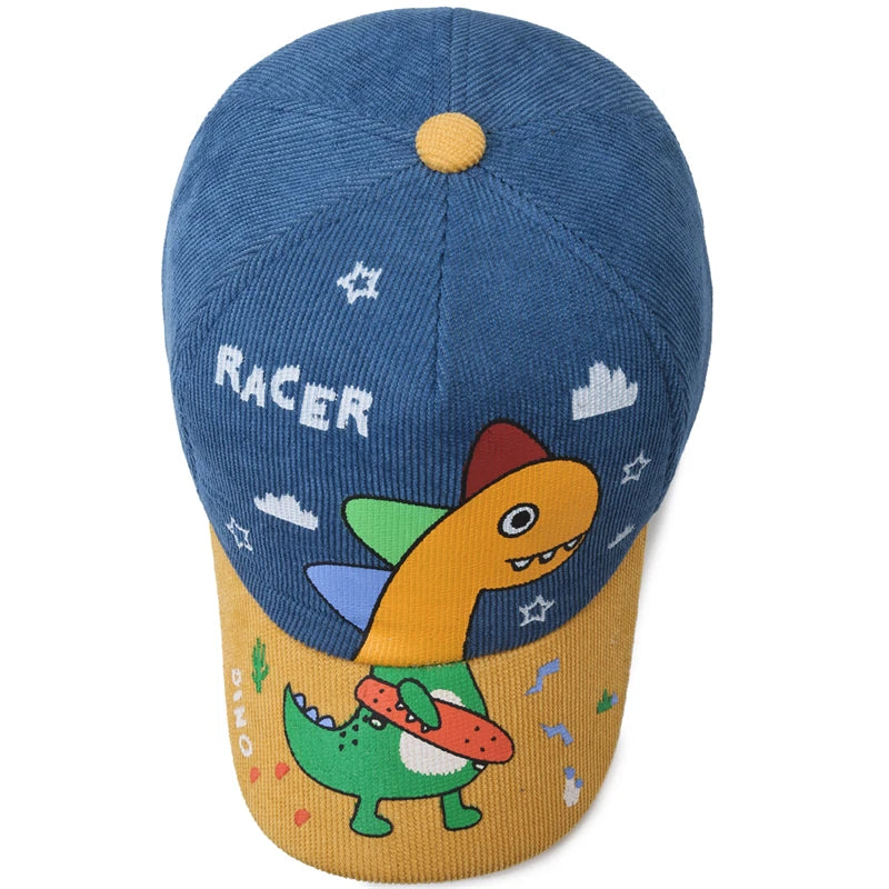Four Seasons Little Dinosaurs, Children's Hats, Children's Baseball Caps, Cute Cartoon Color-Blocked Caps, Outing Sun Hats