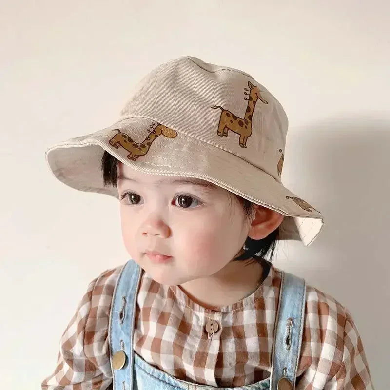 Bucket hat Cartoon Giraffe Baby Bucket Cap Outdoor Beach Children Sun Hat Kids Panama Cap Baby Boys Girls Cap