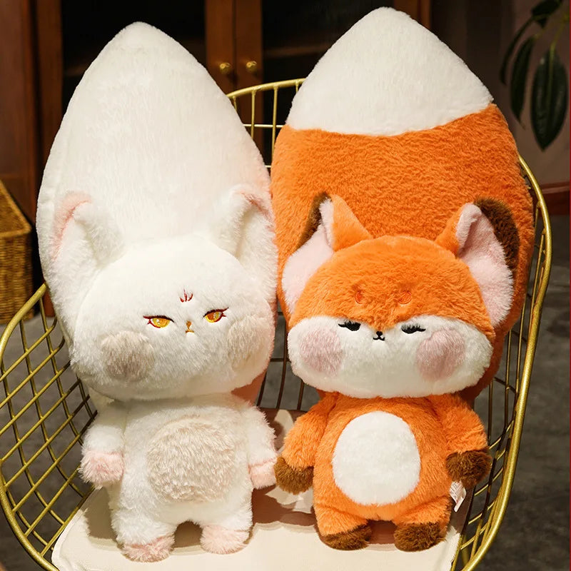 Cute Soft Orange White Big Tailed Fox Plush Toy Stuffed Animals Kawaii Fluffy Dudu Cat Fox Dolls Pillow Creative Gifts For Girl