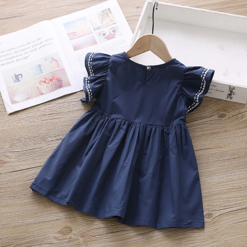 Summer Baby Girl Princess Dress Casual Fashion Baby Girl Flying Sleeve Bow-knot Princess Dress Kids Clothing For 1-6 Years Old