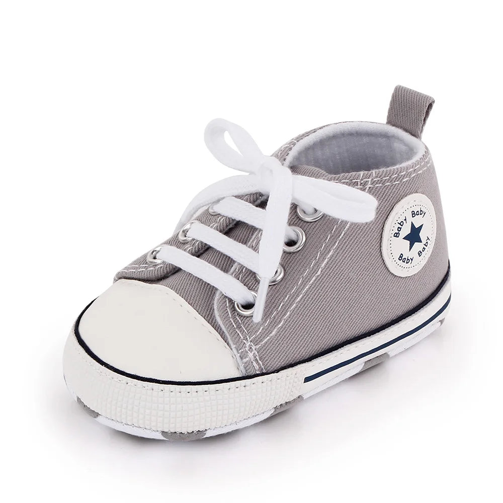 Spring New Baby Shoes Boy and Girl Classic Canvas Casual Sneakers Soft Sole Non-Slip Walking Newborn Toddler Shoes First Walkers