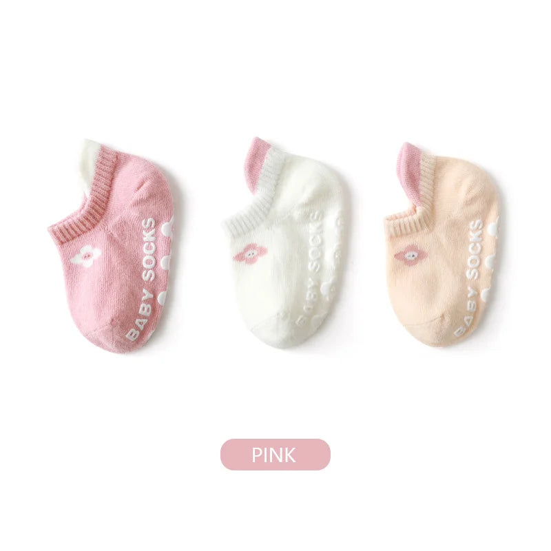 3 Pairs/Set Baby Floor Socks Summer Thin Style Newborn Baby Socks Cute Cartoon Boneless Loose Cuff Children's Short Boat Socks