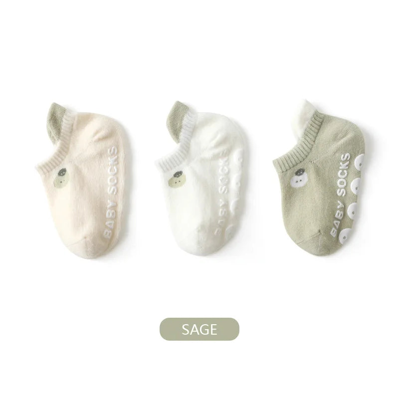 3 Pairs/Set Baby Floor Socks Summer Thin Style Newborn Baby Socks Cute Cartoon Boneless Loose Cuff Children's Short Boat Socks