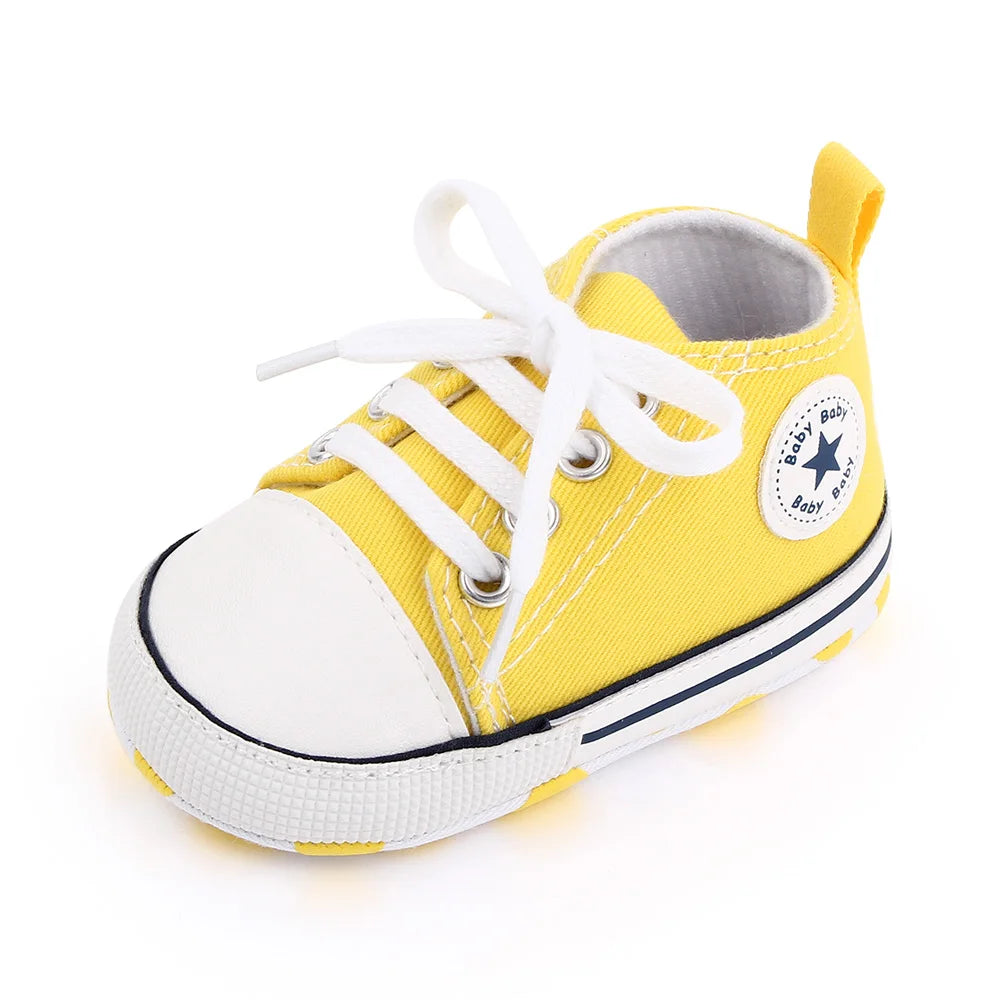 Spring New Baby Shoes Boy and Girl Classic Canvas Casual Sneakers Soft Sole Non-Slip Walking Newborn Toddler Shoes First Walkers