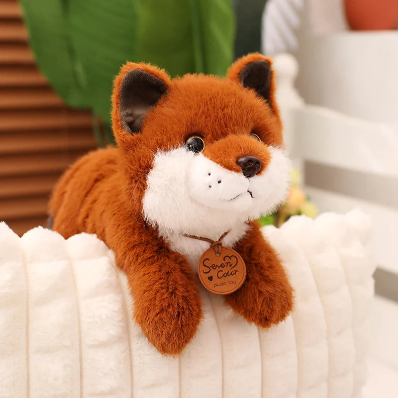 Simulation Kawaii Fox Plush Doll Pillow Round Sitting Lying Animal Fox Plush Toy Home Decoration Gift For Boys And Girls