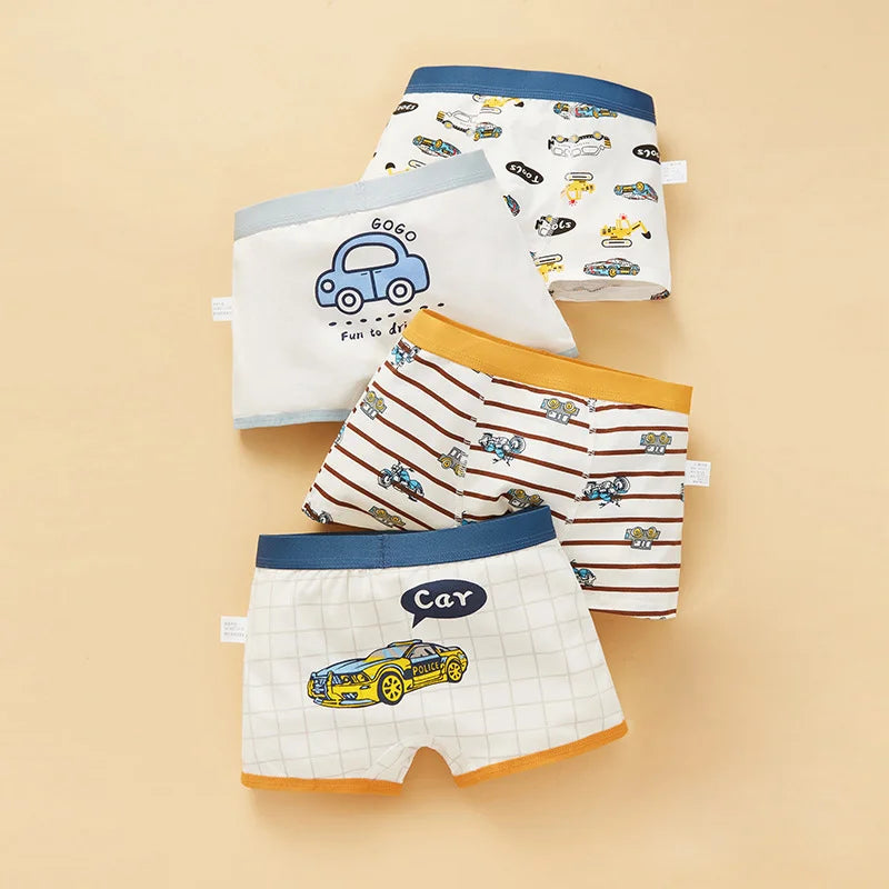 4pcs/Lot Boys Boxer Briefs Kids Cotton Underwear Baby Boy Underpants Teenager Cartoon Print Soft Children Panties 2-14T 2023 New